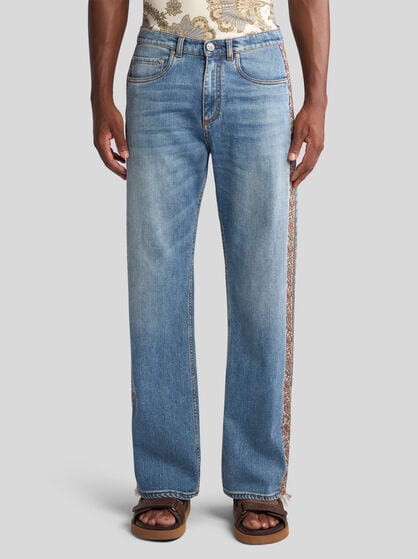 STRAIGHT-LEG JEANS WITH DECORATIVE BANDS