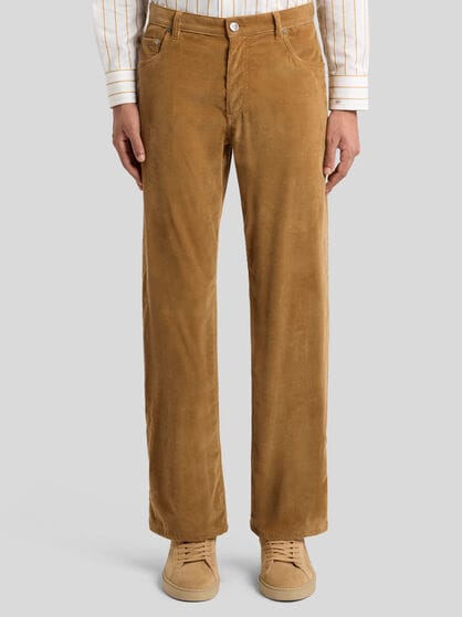 STRAIGHT-LEG FIVE-POCKET TROUSERS IN CORDUROY VELVET