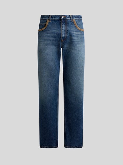 JEANS MIT GERADEM BEIN AUS DENIM AUS BAUMWOLLE MIT KONTRASTIERENDEN DETAILS