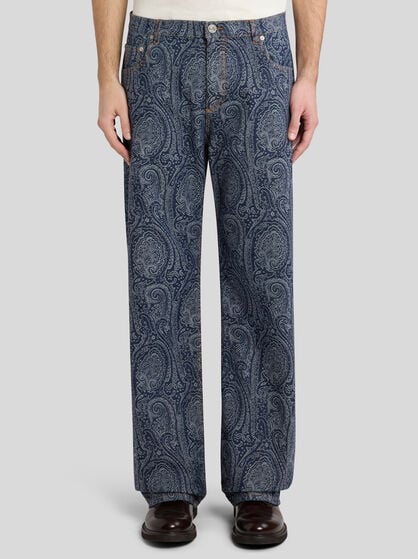 STRAIGHT-LEG JACQUARD JEANS