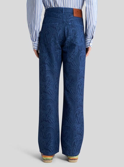 STRAIGHT-LEG FLORAL PAISLEY JEANS