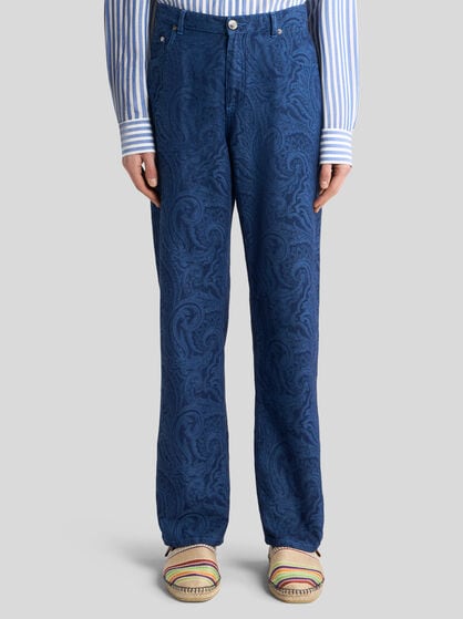 STRAIGHT-LEG FLORAL PAISLEY JEANS