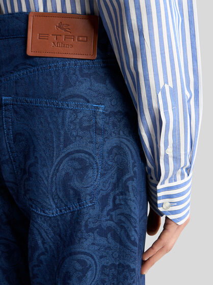 STRAIGHT-LEG FLORAL PAISLEY JEANS