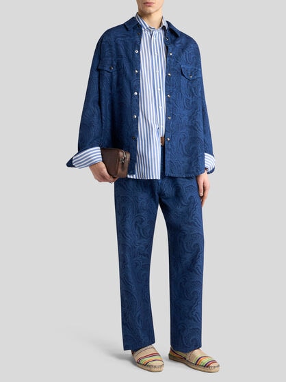 STRAIGHT-LEG FLORAL PAISLEY JEANS