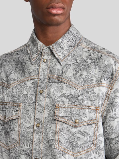 LINEN-BLEND DENIM OVERSHIRT