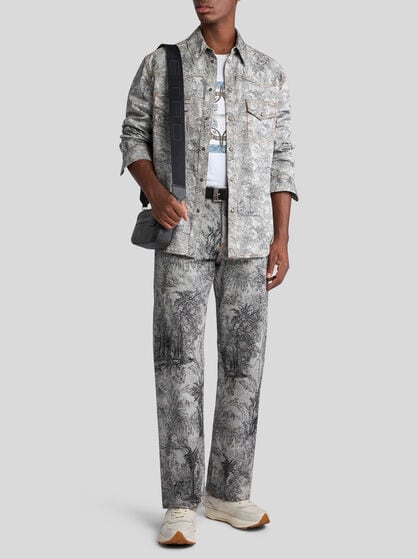 LINEN-BLEND DENIM OVERSHIRT