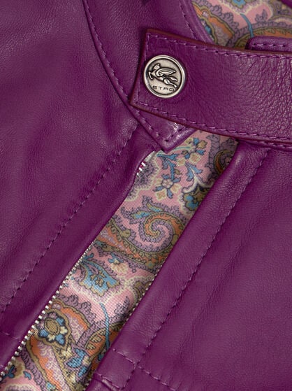 LEATHER JACKET WITH LOGO
