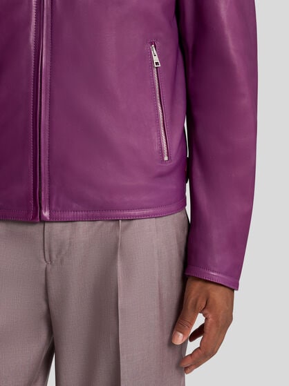LEATHER JACKET WITH LOGO