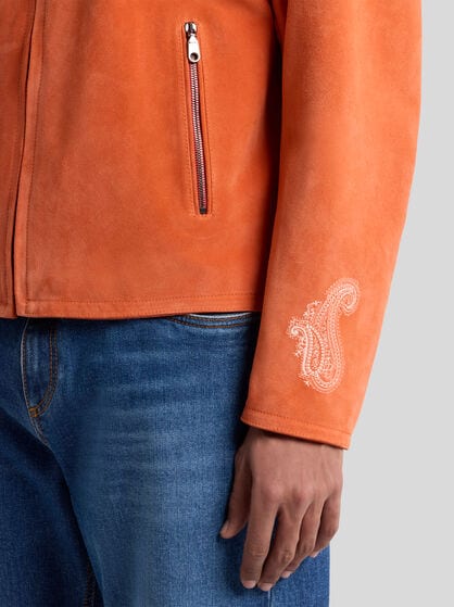 LEATHER JACKET WITH EMBROIDERIES