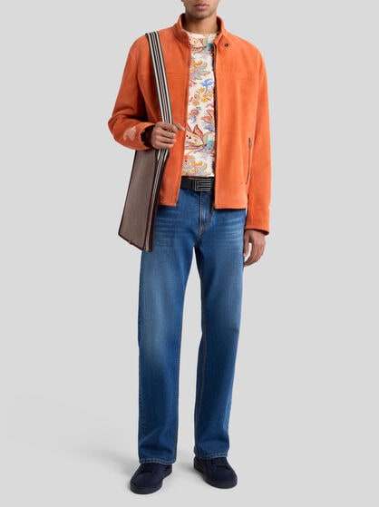 LEATHER JACKET WITH EMBROIDERIES