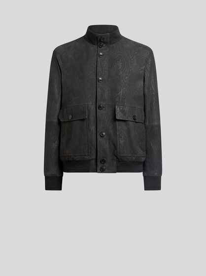 SUEDE BOMBER JACKET WITH ARNICA MOTIF