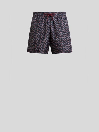 SWIM SHORTS WITH MICRO PAISLEY MOTIF