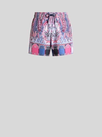 SHORT DE BAIN &Agrave; IMPRIM&Eacute; PAISLEY FLEURI PLAC&Eacute;