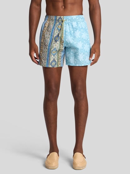 DOUBLE-PATTERN SWIM SHORTS