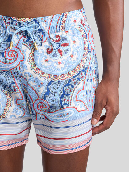 PAISLEY SWIMMING COSTUME WITH STRIPES