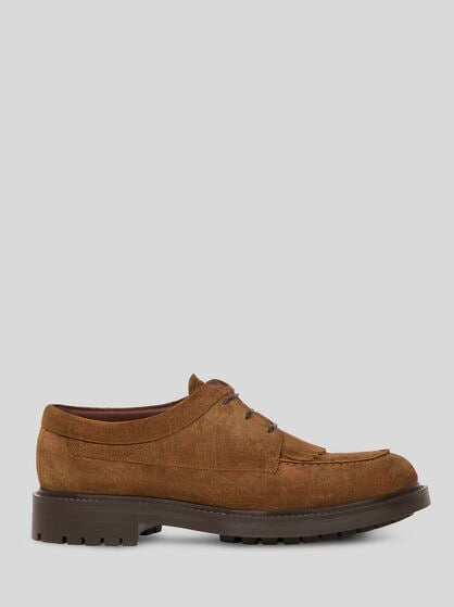 LACE-UP SUEDE LOAFERS WITH ARNICA MOTIF
