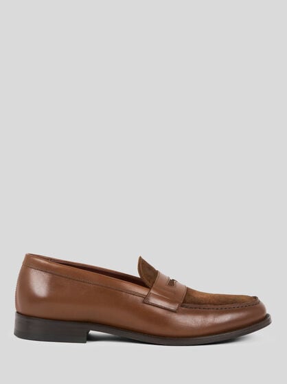LEATHER LOAFERS WITH PAISLEY DETAIL