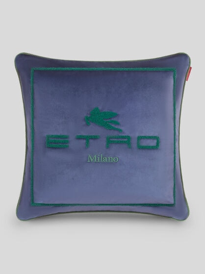 COTTON CUSHION WITH EMBROIDERED PEGASO AND ETRO LOGO