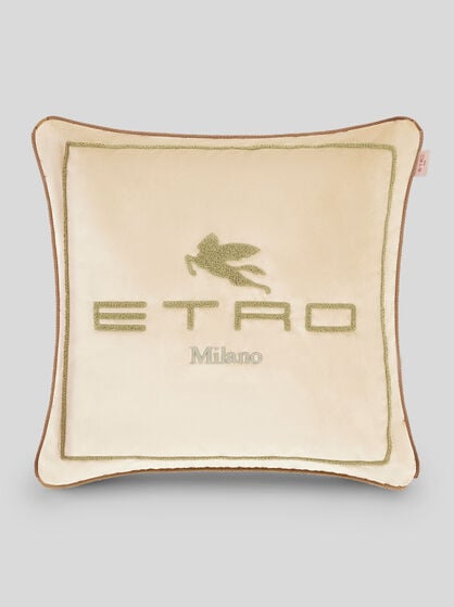 COTTON CUSHION WITH EMBROIDERED PEGASO AND ETRO LOGO