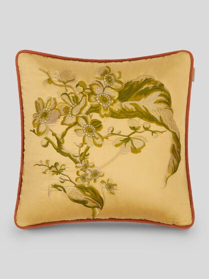 CUSHION WITH LEAFY FLORAL MOTIF