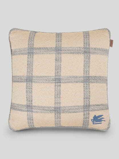 CHECK CUSHION WITH LOGO