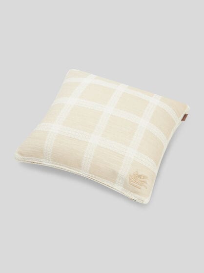 CHECK CUSHION WITH LOGO