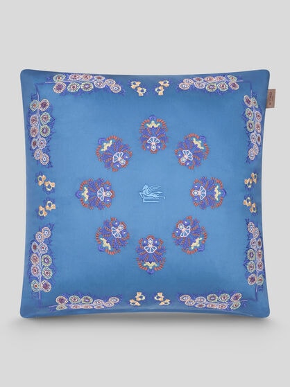 CUSHION WITH FLOWERS AND EMBROIDERED PEGASO