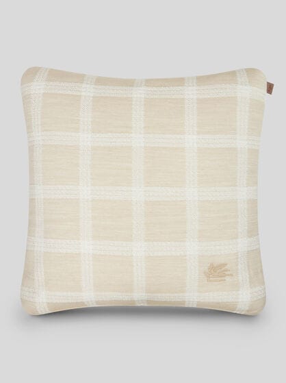 CHECK CUSHION WITH LOGO
