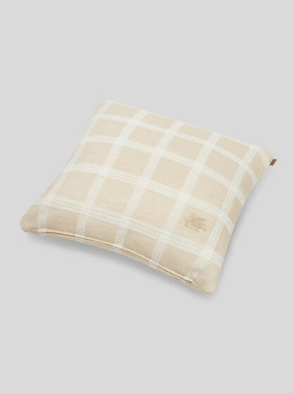 CHECK CUSHION WITH LOGO