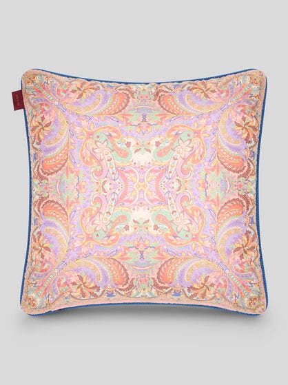 SILK CUSHION WITH LEAFY PRINT