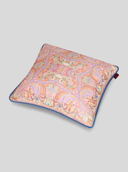 SILK CUSHION WITH LEAFY PRINT
