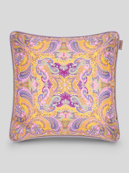 SILK CUSHION WITH LEAFY PRINT