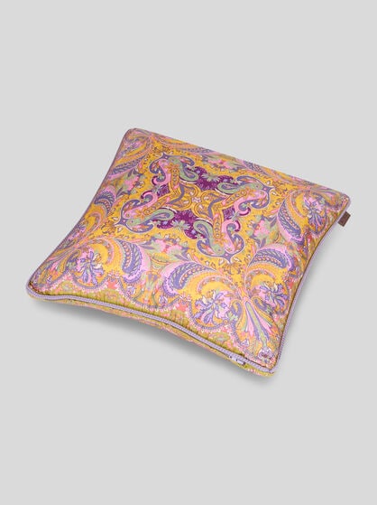 SILK CUSHION WITH LEAFY PRINT