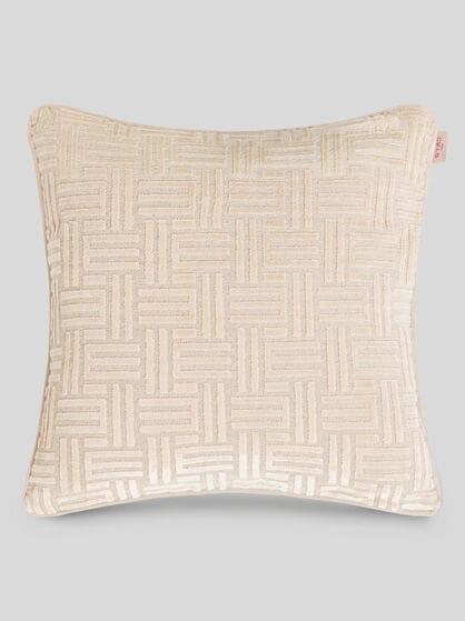 COTTON-BLEND JACQUARD CUSHION WITH MONOGRAM MOTIF
