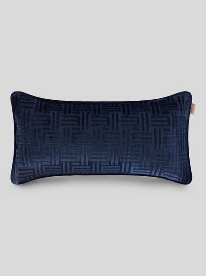 RECTANGULAR COTTON-BLEND JACQUARD CUSHION WITH MONOGRAM MOTIF, 60 X 30