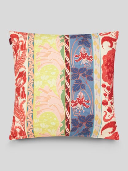 CUSHION WITH FLORAL BANDS
