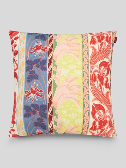 CUSHION WITH FLORAL BANDS