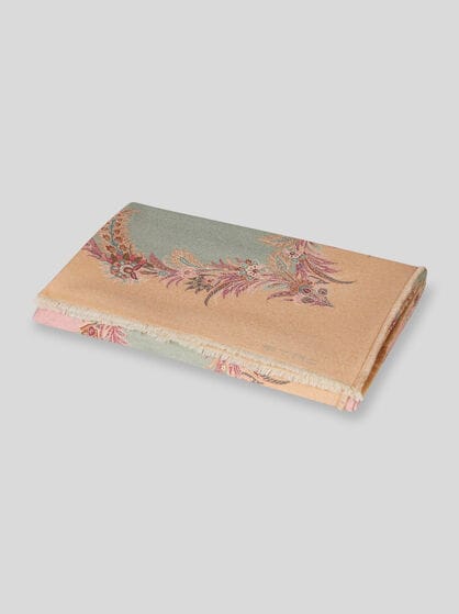 WOOL THROW BLANKET WITH FLORAL BORDER