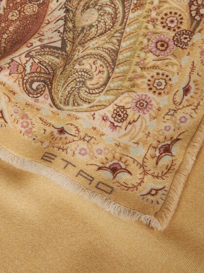 PAISLEY AND FLORAL WOOL THROW BLANKET
