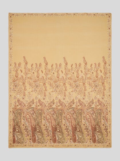 PAISLEY AND FLORAL WOOL THROW BLANKET