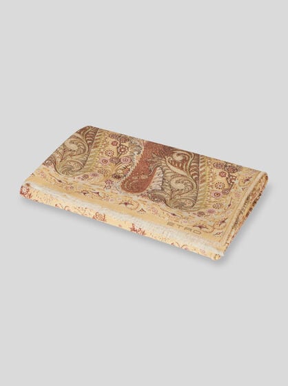 PAISLEY AND FLORAL WOOL THROW BLANKET