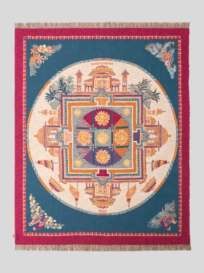 PLAID EN JACQUARD DE ALGOD&Oacute;N CON DISE&Ntilde;O MANDALA