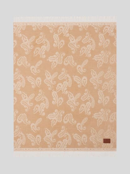 WOOL JACQUARD THROW BLANKET WITH PAISLEY MOTIF