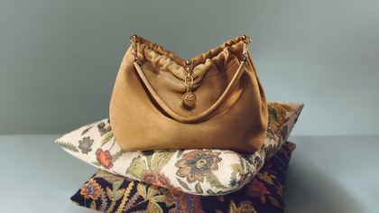 Etro Vela blossom in light brown suede
