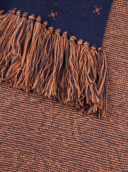 WOOL JACQUARD SCARF WITH FRINGING