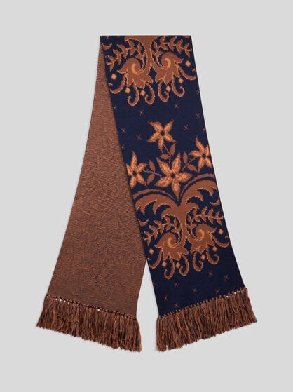 WOOL JACQUARD SCARF WITH FRINGING