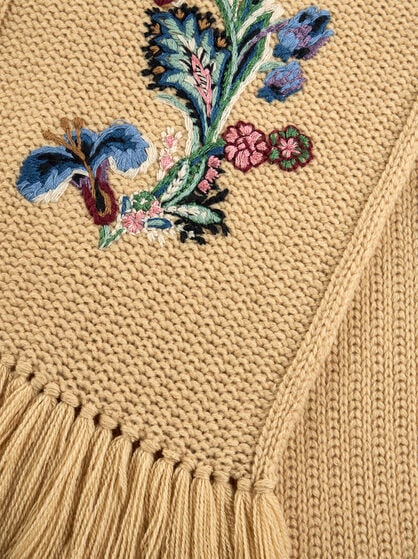 WOOL AND CASHMERE SCARF WITH EMBROIDERY