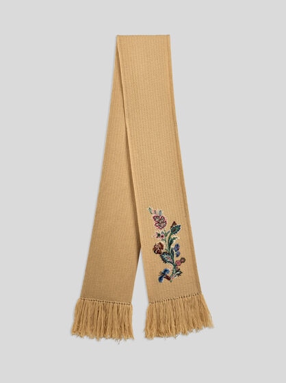 WOOL AND CASHMERE SCARF WITH EMBROIDERY
