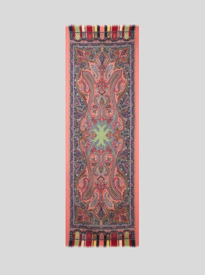PRINTED WOOL AND SILK SCARF