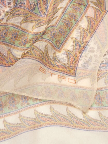 SILK SCARF WITH FOLIAGE MOTIF